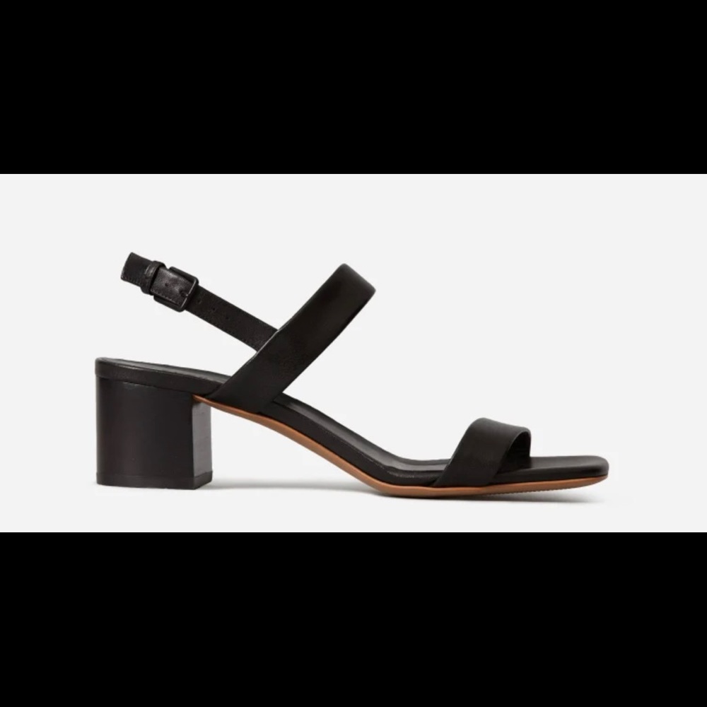 Everlane black double-strap block heel sandal 10